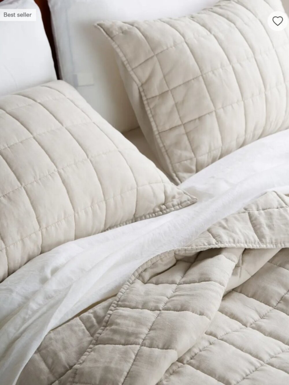 Quince European Linen Box Quilt Full/Queen, Sand